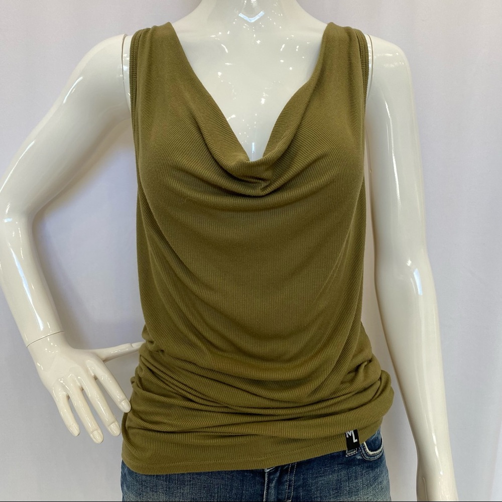 MICHAEL LAUREN ARMY GREEN DRAPE TANK
